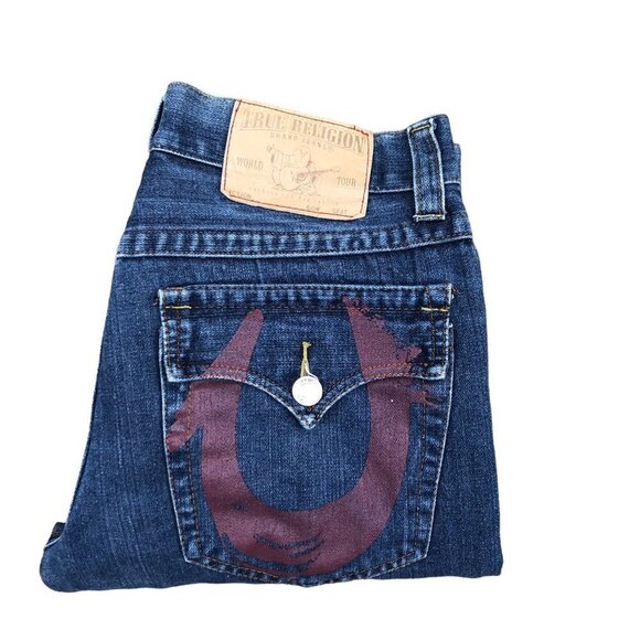 VINTAGE True Religion Jeans Size 34 Red Horseshoe - Picture 6 of 10